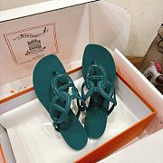 Hermes Egerie Sandals Rubber Oxford Green - 6