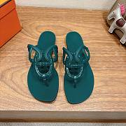 Hermes Egerie Sandals Rubber Oxford Green - 4
