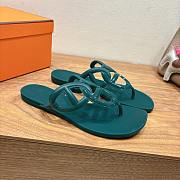 Hermes Egerie Sandals Rubber Oxford Green - 3