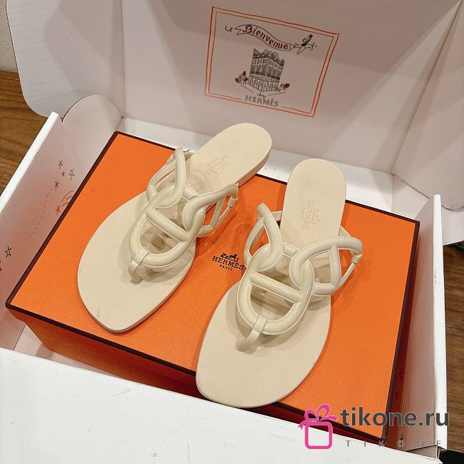 Hermes Egerie Sandals Rubber Beige - 1
