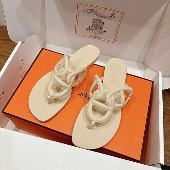 Hermes Egerie Sandals Rubber Beige
