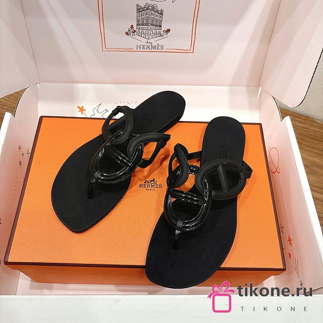 Hermes Egerie Sandals Rubber Black - 1