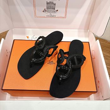 Hermes Egerie Sandals Rubber Black