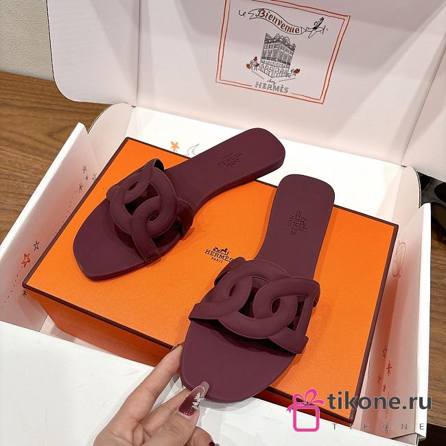 Hermes Aloha Sandal Rubber Burgundy - 1