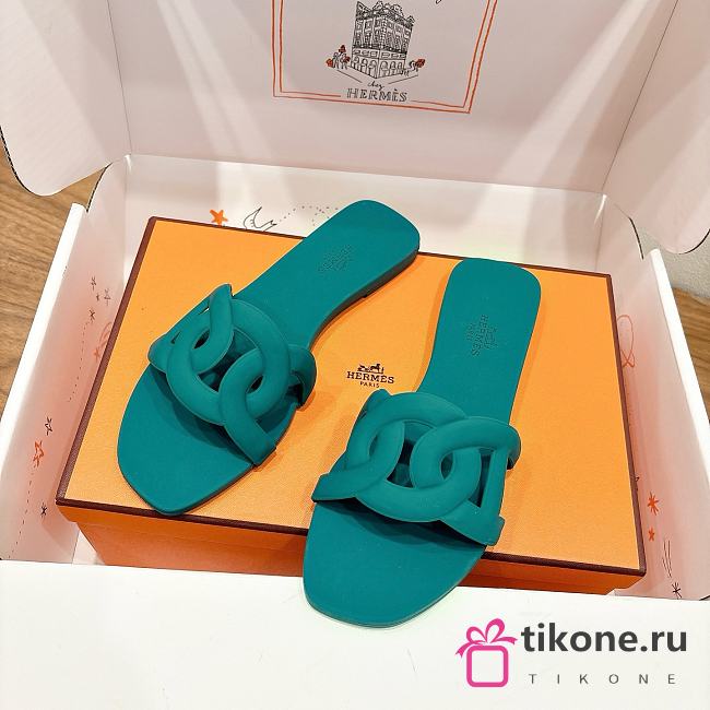 Hermes Aloha Sandal Rubber Oxford Green - 1