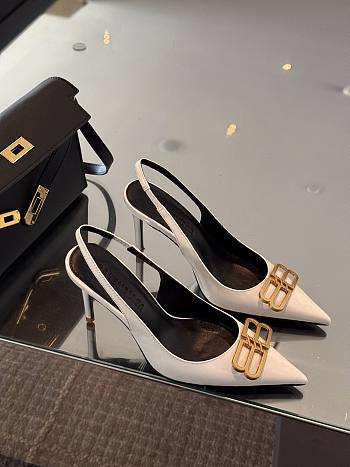 Balenciaga Slingback Pumps White Gold 8cm