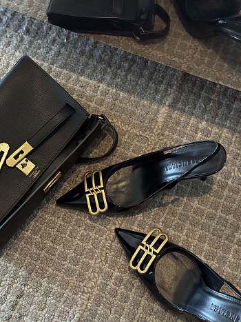 Balenciaga Slingback Pumps Black Gold 8cm