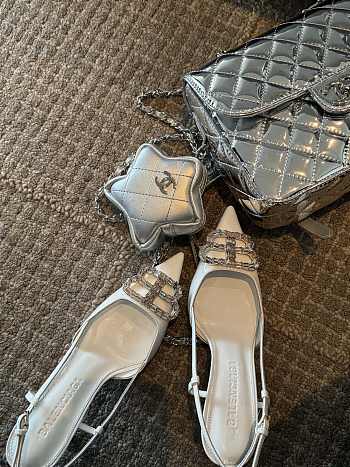 Balenciaga Diamond Buckle Heeled Sandals White Patent 8.5cm