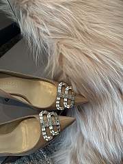 Balenciaga Diamond Buckle Heeled Sandals Beige Patent 8.5cm - 6
