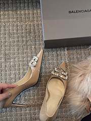 Balenciaga Diamond Buckle Heeled Sandals Beige Patent 8.5cm - 2