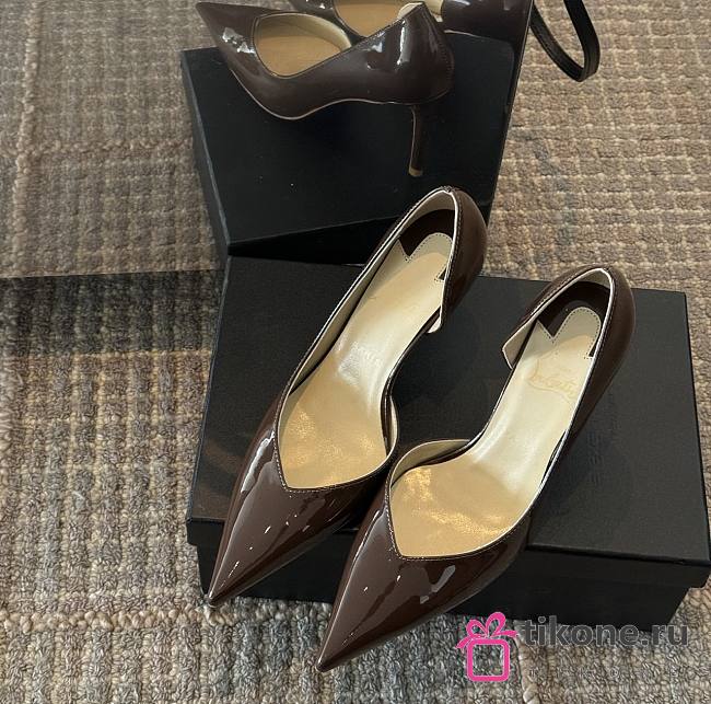 Christian Louboutin Iriza 85mm Pump Brown Patent Leather  - 1
