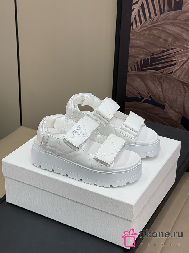 Prada Padded Nappa Leather Sandal White - 1