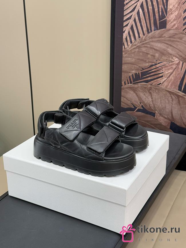 Prada Padded Nappa Leather Sandal Black - 1