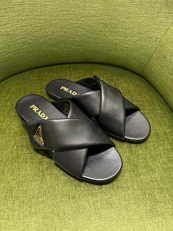 Prada Black Padded Nappa Leather Slides