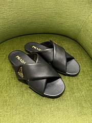 Prada Black Padded Nappa Leather Slides - 4