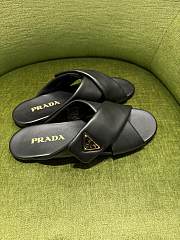 Prada Black Padded Nappa Leather Slides - 2