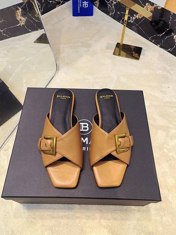 Balmain Jacquard Brown Leather