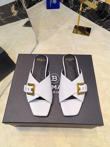 Balmain Jacquard White Leather