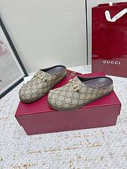 Gucci Mule with Horsebit in Camel and Dark Brown GG Canvas - 2