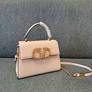 Valentino Garavani Vsling Small Handbag In Grainy Calfskin With Jewel Logo White - 22x17x9cm - 6