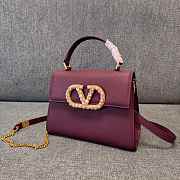 Valentino Garavani Vsling Small Handbag In Grainy Calfskin With Jewel Logo Red - 22x17x9cm - 1