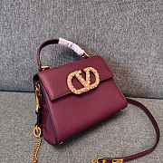 Valentino Garavani Vsling Small Handbag In Grainy Calfskin With Jewel Logo Red - 22x17x9cm - 2