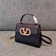 Valentino Garavani Vsling Small Handbag In Grainy Calfskin With Jewel Logo Black - 22x17x9cm - 5