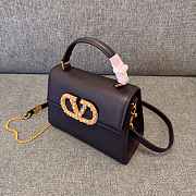 Valentino Garavani Vsling Small Handbag In Grainy Calfskin With Jewel Logo Black - 22x17x9cm - 3