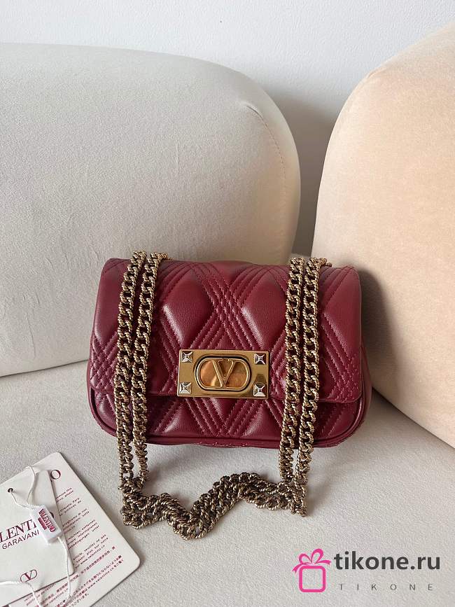 Valentino Garavani Quiltie 67 Small Shoulder Bag Red - 19x13x6cm - 1