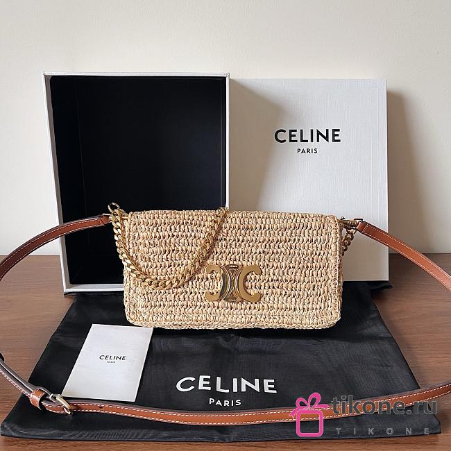 Celine Multipochette In Raffia Natural/ Tan - 23x11x4cm - 1