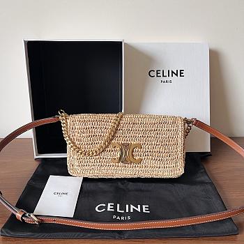 Celine Multipochette In Raffia Natural/ Tan - 23x11x4cm