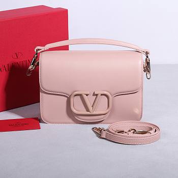 Valentino Garavani Loco Calfskin Shoulder Bag Pink - 22x16x7cm