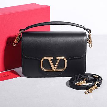Valentino Garavani Loco Calfskin Shoulder Bag Black - 22x16x7cm