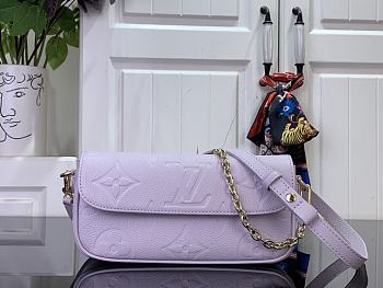 LV Wallet On Chain Ivy Monogram Empreinte Misty Lilac M25714- 23.5x12x4.3cm