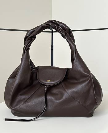 Fendi Spy Dark Brown Leather Bag - 48x20x22cm