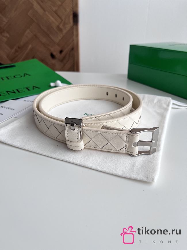 Bottega Veneta Watch Belt Calfskin White Silver 2.5cm - 1