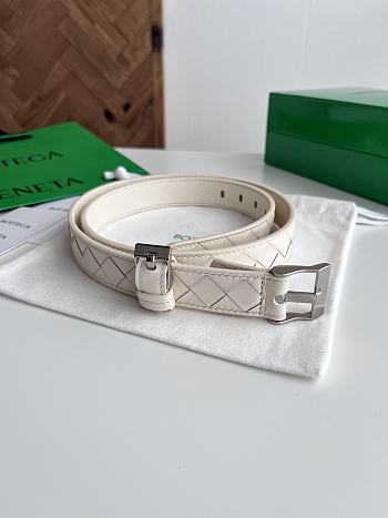 Bottega Veneta Watch Belt Calfskin White Silver 2.5cm