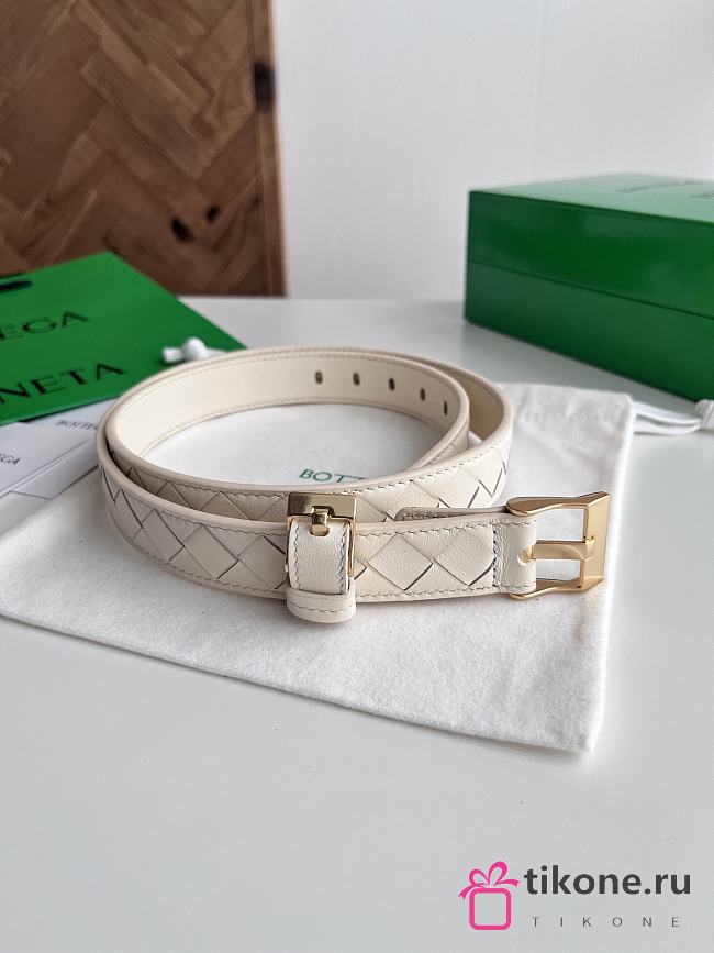 Bottega Veneta Watch Belt Calfskin White Gold 2.5cm - 1