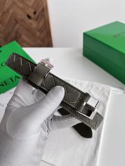 Bottega Veneta Watch Belt Calfskin Green Silver 2.5cm - 6