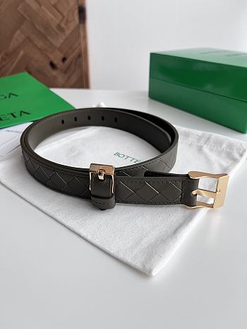 Bottega Veneta Watch Belt Calfskin Green Gold 2.5cm