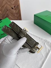 Bottega Veneta Watch Belt Calfskin Green Gold 2.5cm - 4