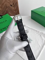 Bottega Veneta Watch Belt Calfskin Black Silver 2.5cm - 3