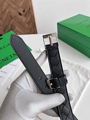 Bottega Veneta Watch Belt Calfskin Black Silver 2.5cm - 2