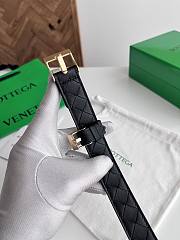 Bottega Veneta Watch Belt Calfskin Black Gold 2.5cm - 3