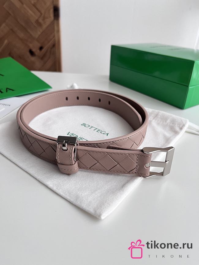 Bottega Veneta Watch Belt Calfskin Pink Silver 2.5cm - 1