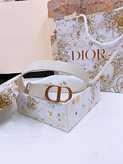 Dior 30 Montaigne Belt Gold Tone and White Smooth Calfskin 2.5cm - 3