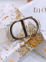 Dior 30 Montaigne Belt Silver Tone and White Smooth Calfskin 2.5cm - 2