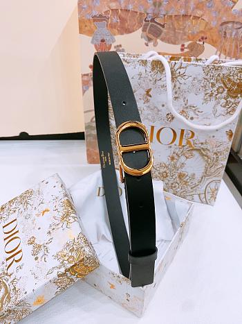 Dior 30 Montaigne Belt Gold Tone and Black Smooth Calfskin 2.5cm