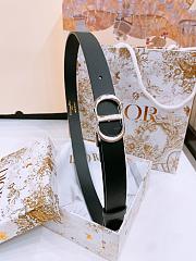 Dior 30 Montaigne Belt Silver Tone and Black Smooth Calfskin 2.5cm - 1
