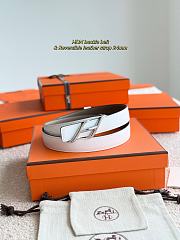 Hermes Fibbia Da Cintura HDN & Pelle Reversibile Per Cintura 24mm Gray/ White Silver - 4